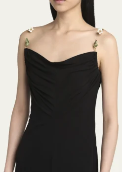 Bottega VenetaMatte Crepe Jersey Midi Dress with Embellished Hardware Straps