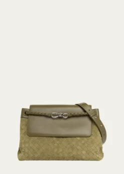 Bottega VenetaMen's Andiamo Intrecciato Suede and Leather Messenger Bag