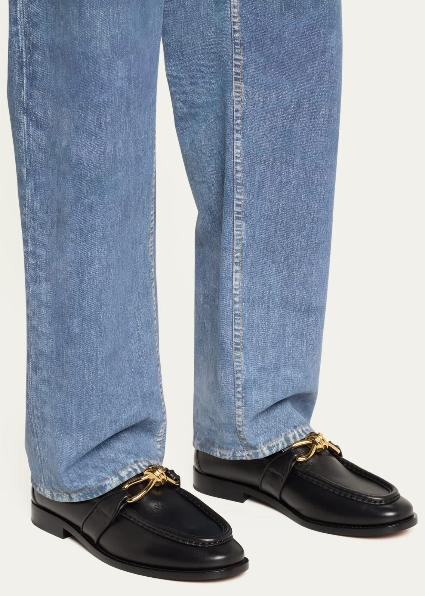 Bottega VenetaMen's Astaire Metallic Knot Napa Loafers