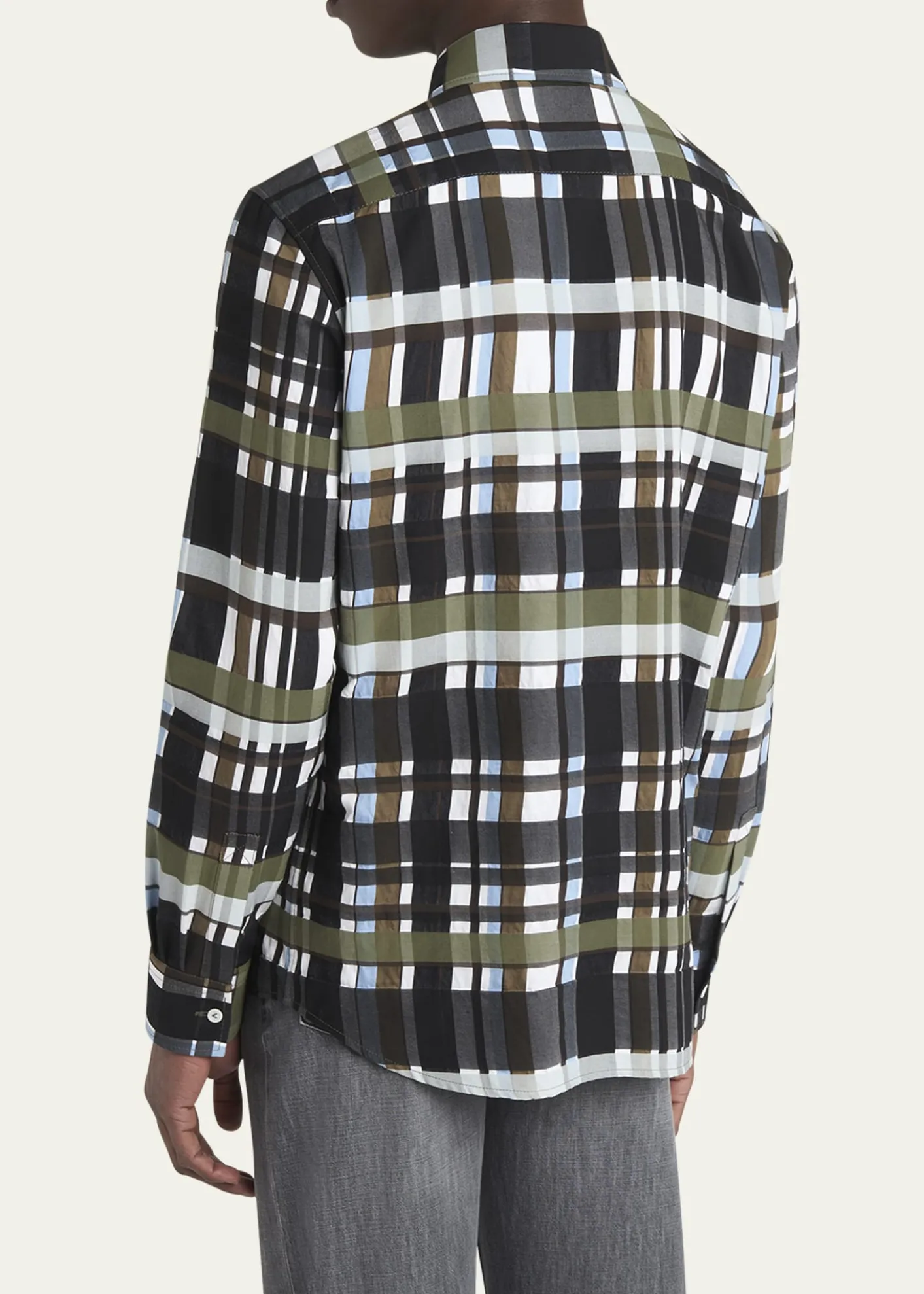 Bottega VenetaMen's Cotton Jumbo Plaid Casual Button-Down Shirt