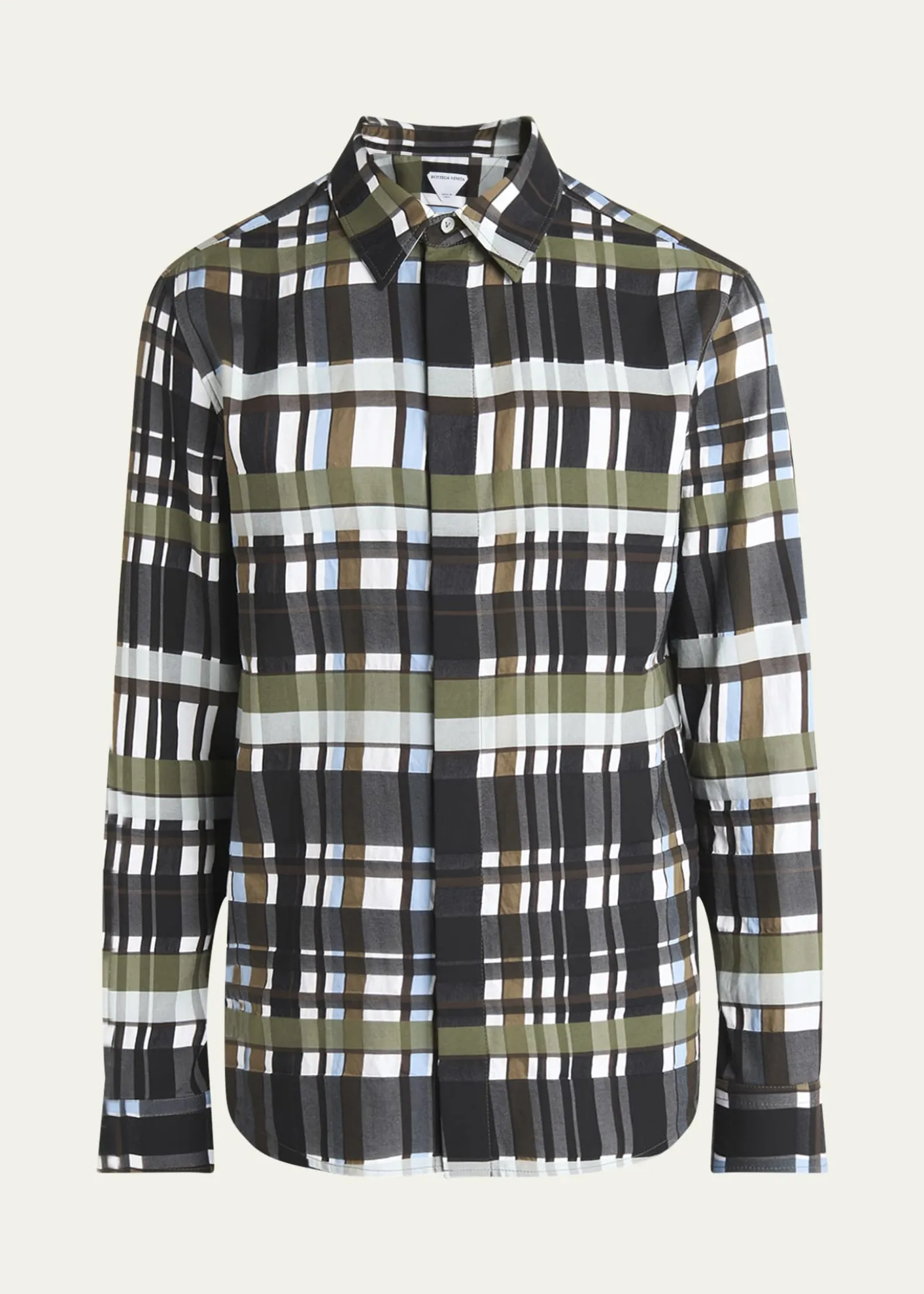 Bottega VenetaMen's Cotton Jumbo Plaid Casual Button-Down Shirt