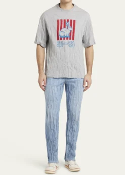 Bottega VenetaMen's Crinkled Jersey Rabbit T-Shirt