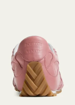 Bottega VenetaMen's Crinkle Leather Intreccio-Sole Low-Top Sneakers