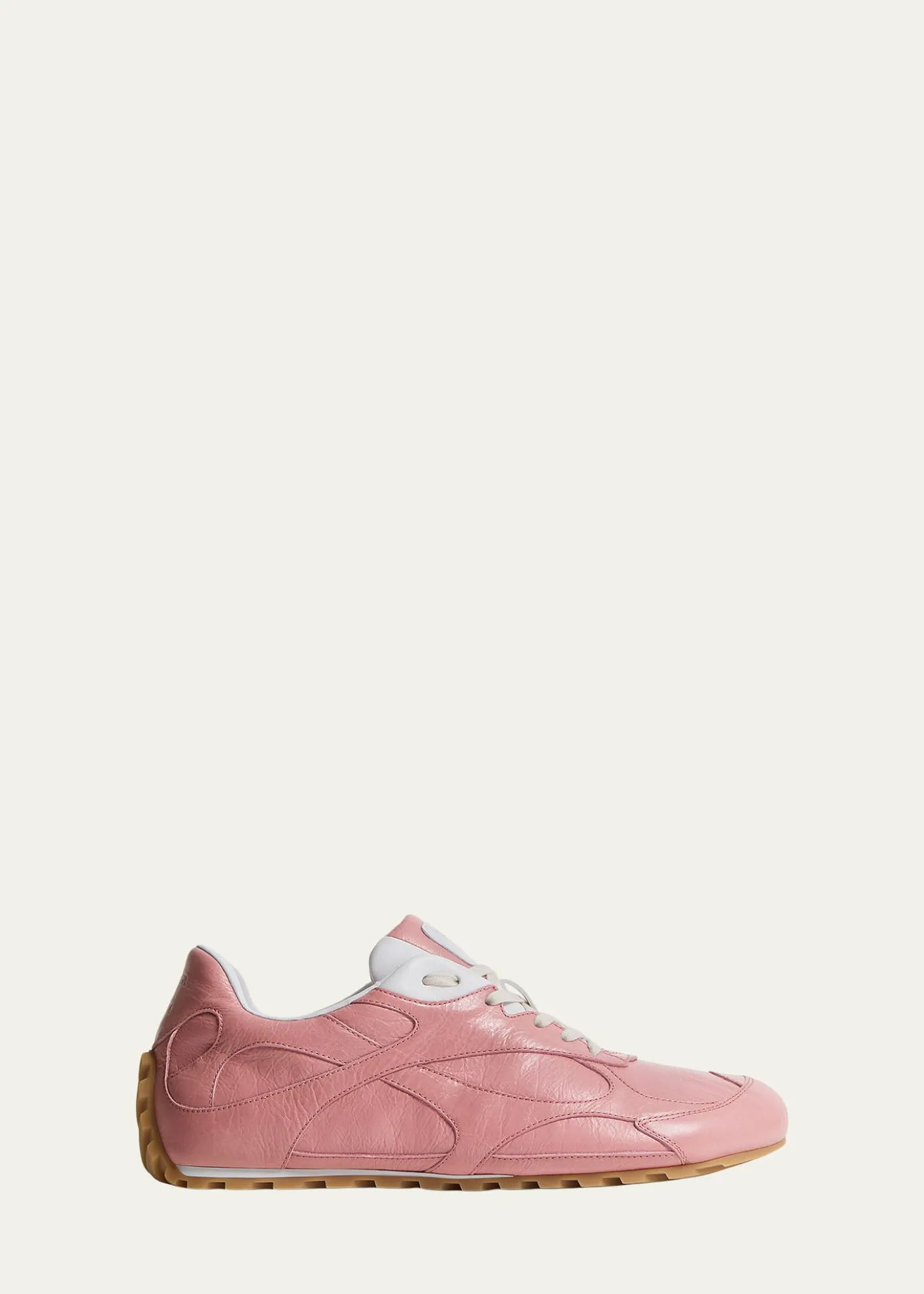 Bottega VenetaMen's Crinkle Leather Intreccio-Sole Low-Top Sneakers