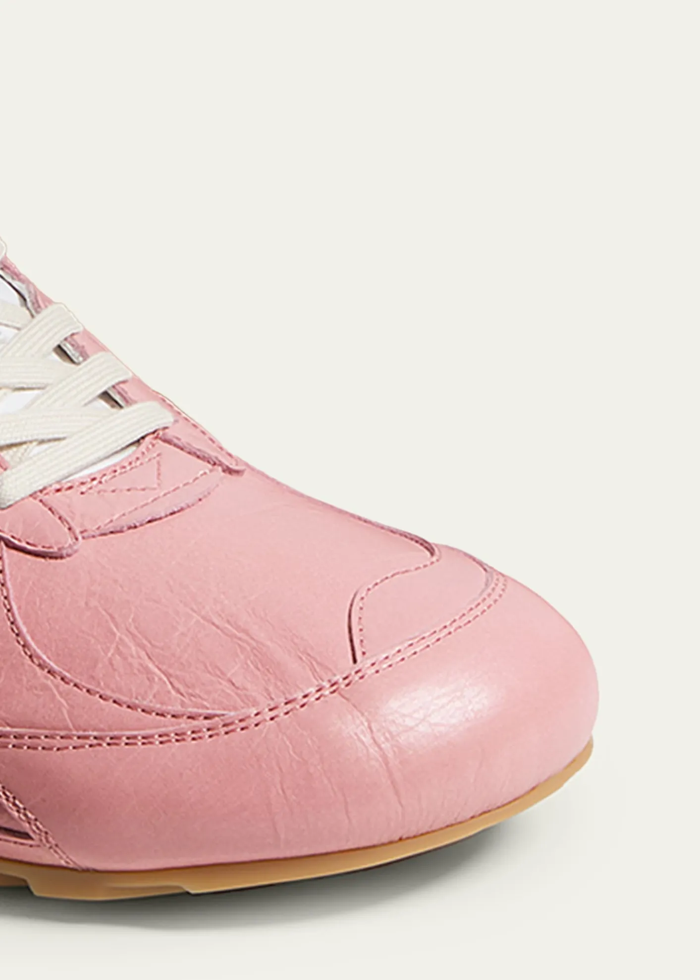 Bottega VenetaMen's Crinkle Leather Intreccio-Sole Low-Top Sneakers