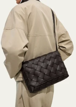 Bottega VenetaMen's Diago Large Intreccio Leather Messenger Bag