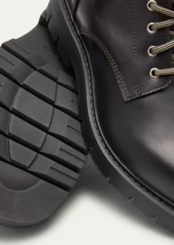 Bottega VenetaMen's Haddock Intrecciato-Collar Leather Lace-Up Boots