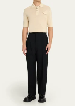 Bottega VenetaMen's Haddock Intrecciato-Collar Leather Lace-Up Boots