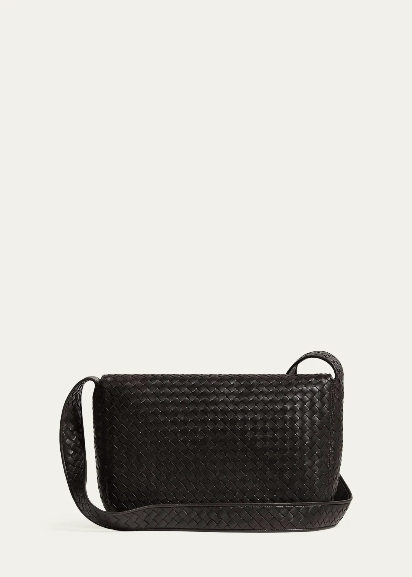 Bottega VenetaMen's Large Intrecciato Leather Flap Messenger Bag