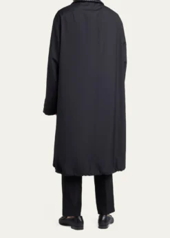 Bottega VenetaMen's Leather Intrecciato-Collar Overcoat