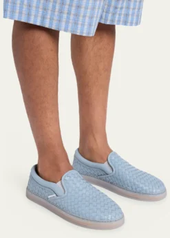 Bottega VenetaMen's Serena Intrecciato Leather Slip-On Sneakers