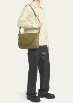 Bottega VenetaMen's Swing Small Intrecciato Leather Crossbody Bag