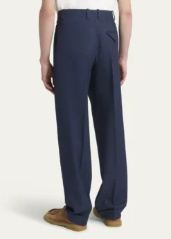 Bottega VenetaMen's Wide-Leg Melange Wool Drill Trousers