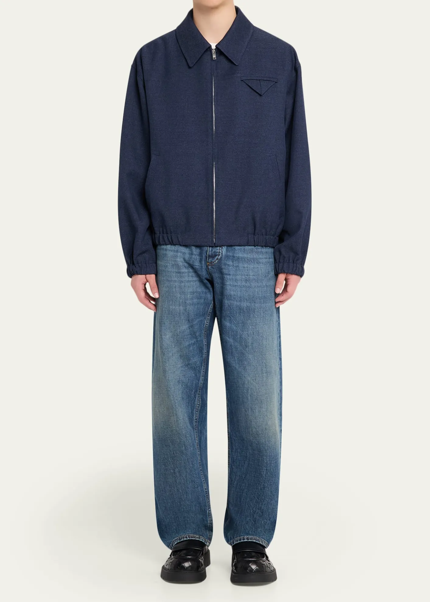 Bottega VenetaMen's Wool Triangle-Pocket Blouson