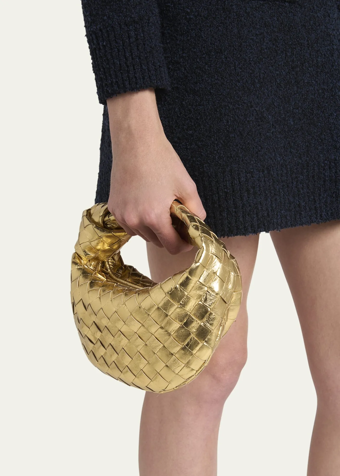 Bottega VenetaMini Jodie Metallic Leather Top-Handle Bag