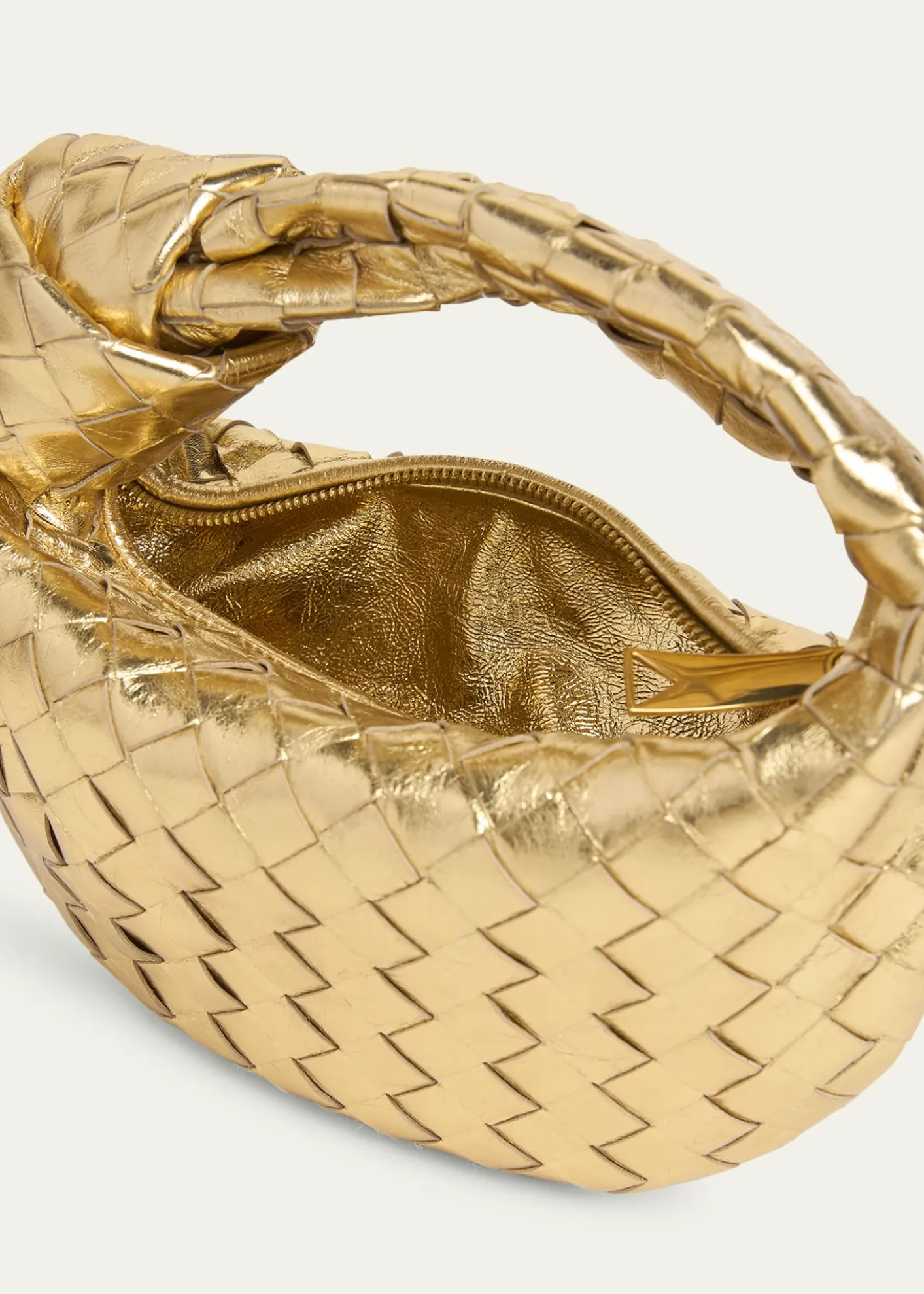 Bottega VenetaMini Jodie Metallic Leather Top-Handle Bag