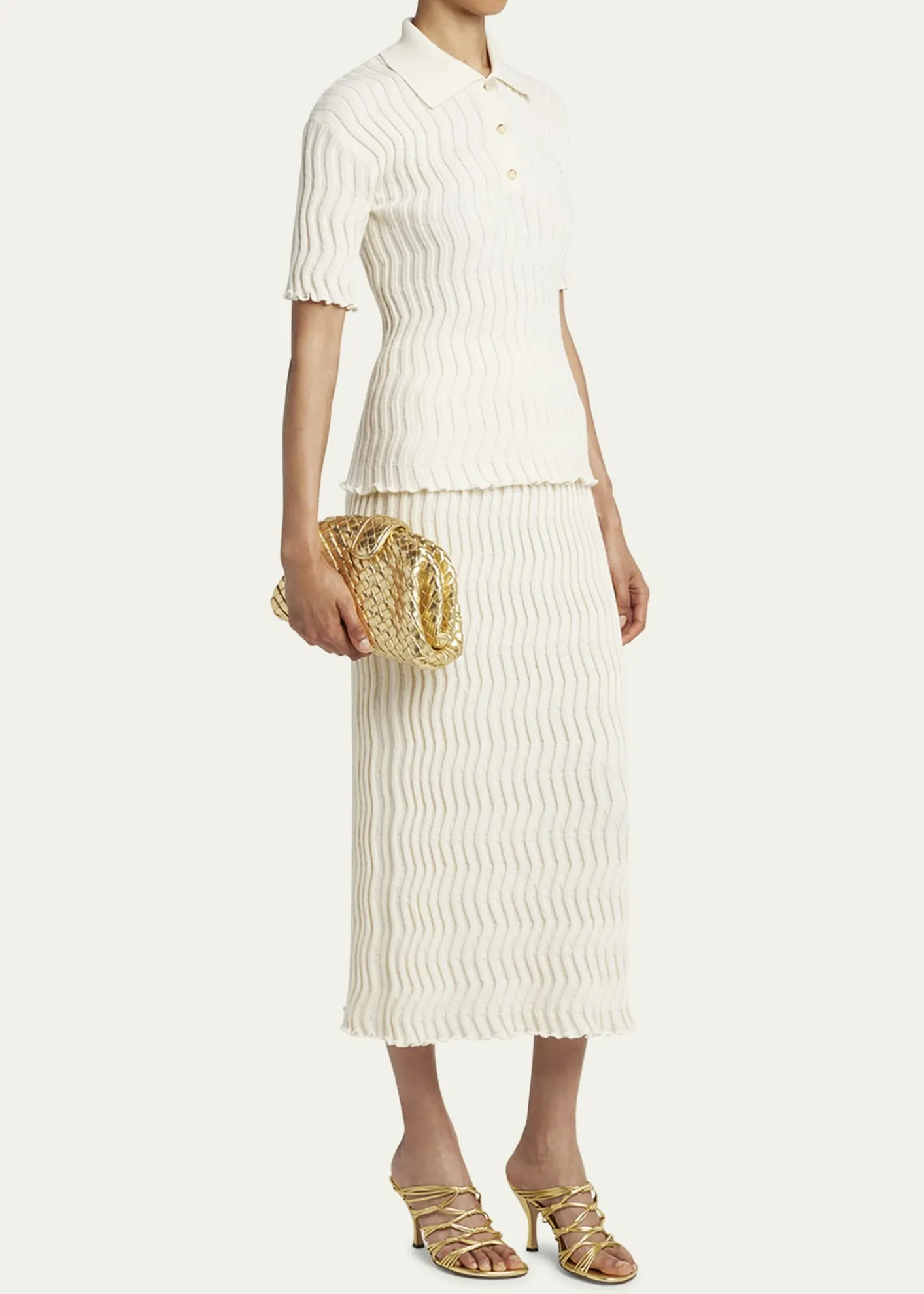 Bottega VenetaMini Lauren 1980 Metallic Leather Clutch Bag