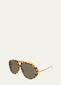 Bottega Veneta63mm Acetate & Metal Aviator Sunglasses