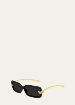 Bottega Veneta56mm Acetate & Metal Rectangular Sunglasses