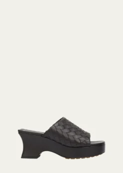 Bottega Veneta70mm Rosita Intrecciato Leather Wedge Mules