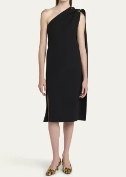 Bottega VenetaOne-Shoulder Drape Slit Dress