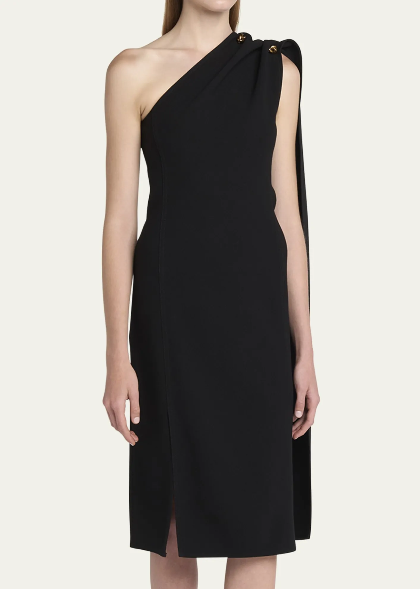 Bottega VenetaOne-Shoulder Drape Slit Dress