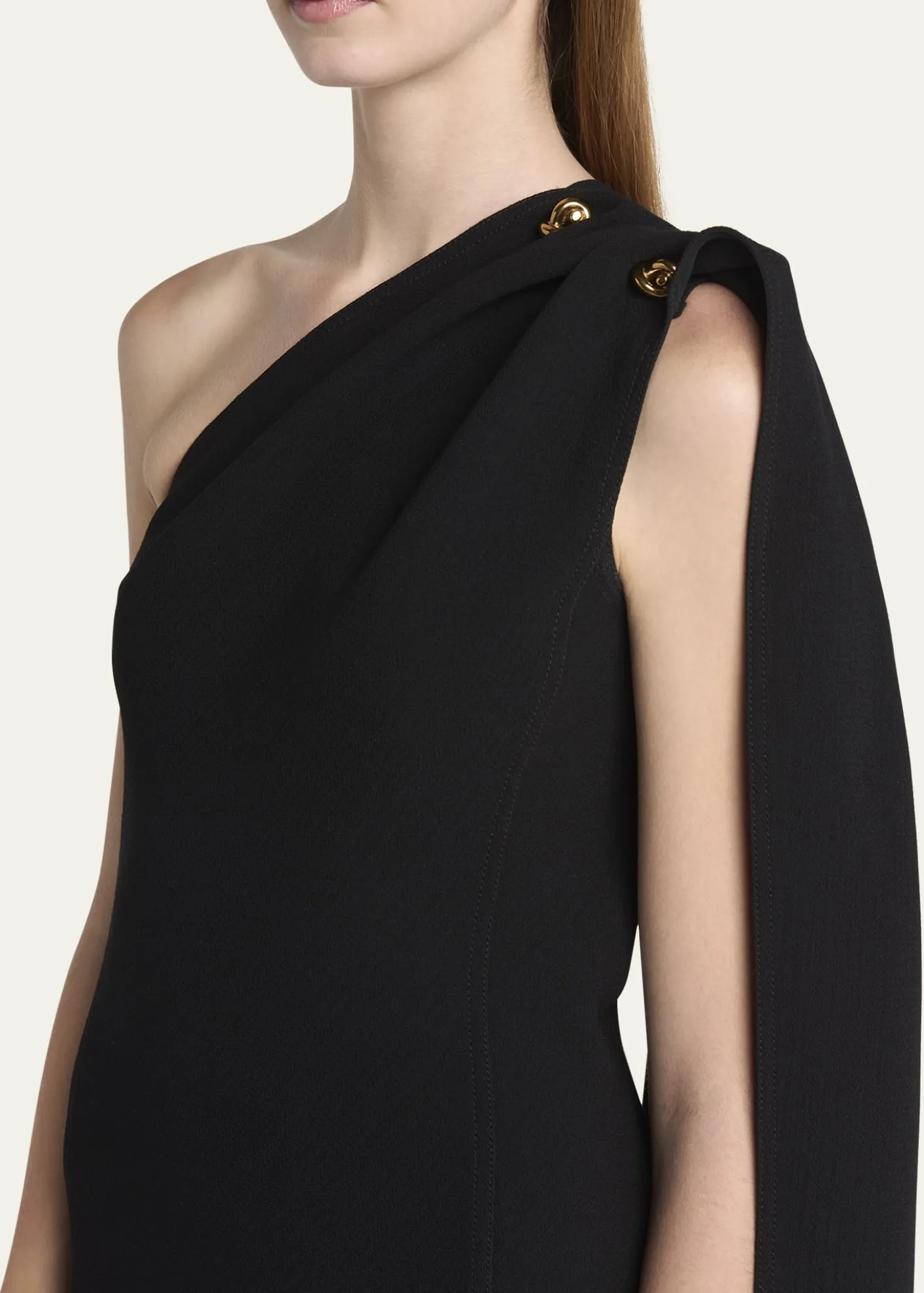 Bottega VenetaOne-Shoulder Drape Slit Dress