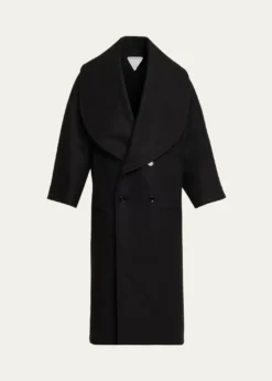 Bottega VenetaOversized Collar Double-Breasted Wool-Blend Coat