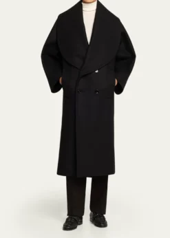 Bottega VenetaOversized Collar Double-Breasted Wool-Blend Coat