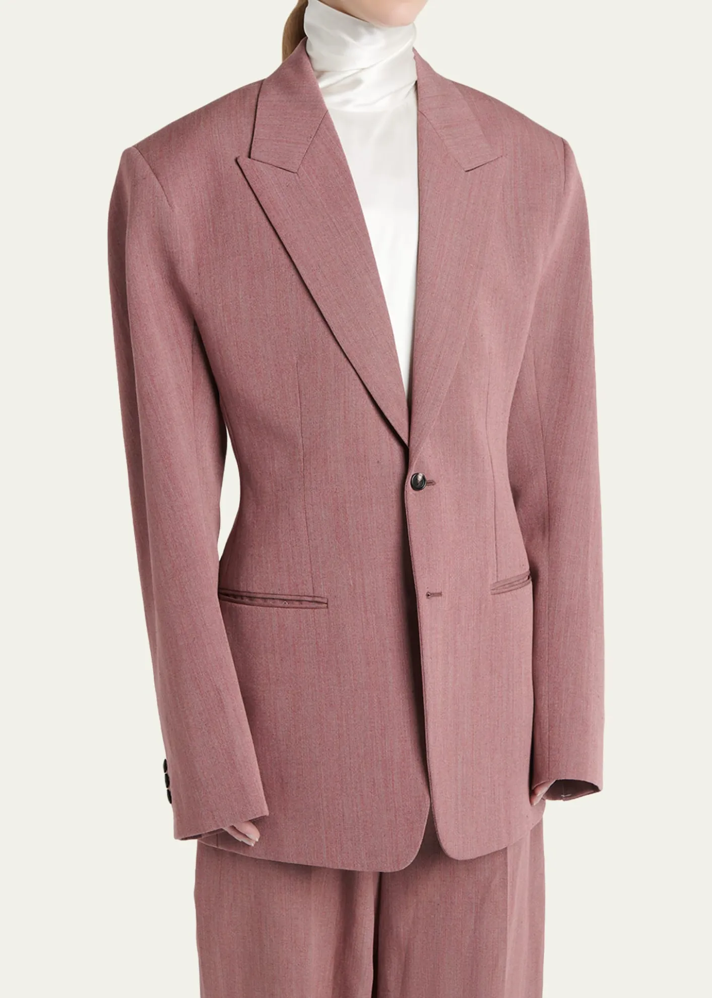 Bottega VenetaOversized Wool-Linen Single-Breasted Jacket