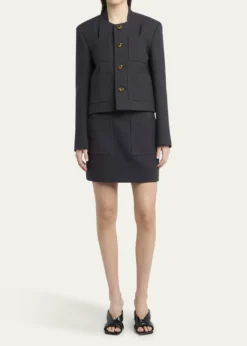 Bottega VenetaPocket Light Structured Cotton Mini Skirt
