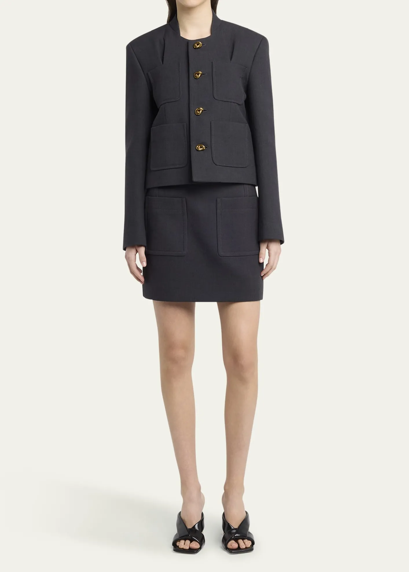 Bottega VenetaPocket Light Structured Cotton Mini Skirt