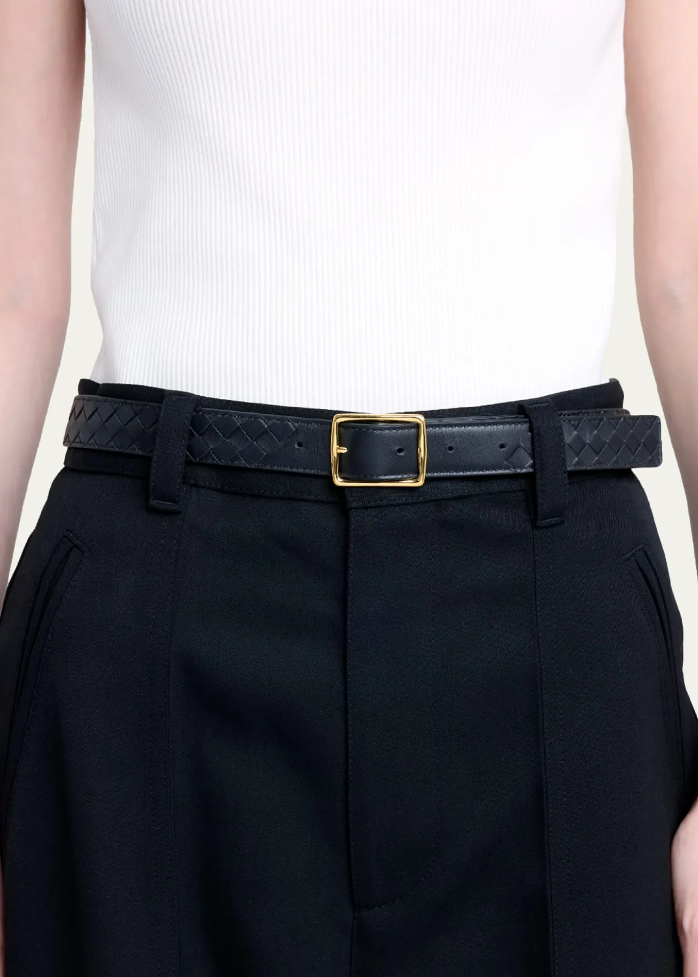 Bottega VenetaReverso Intrecciato Calfskin Leather Belt