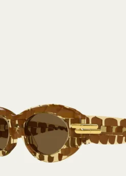 Bottega VenetaRibbon 55mm Acetate Oval Sunglasses