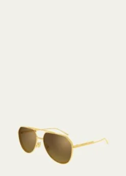 Bottega VenetaRibbon 60mm Metal Aviator Sunglasses