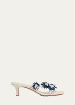 Bottega VenetaRiva Floral Leather Kitten-Heel Sandals