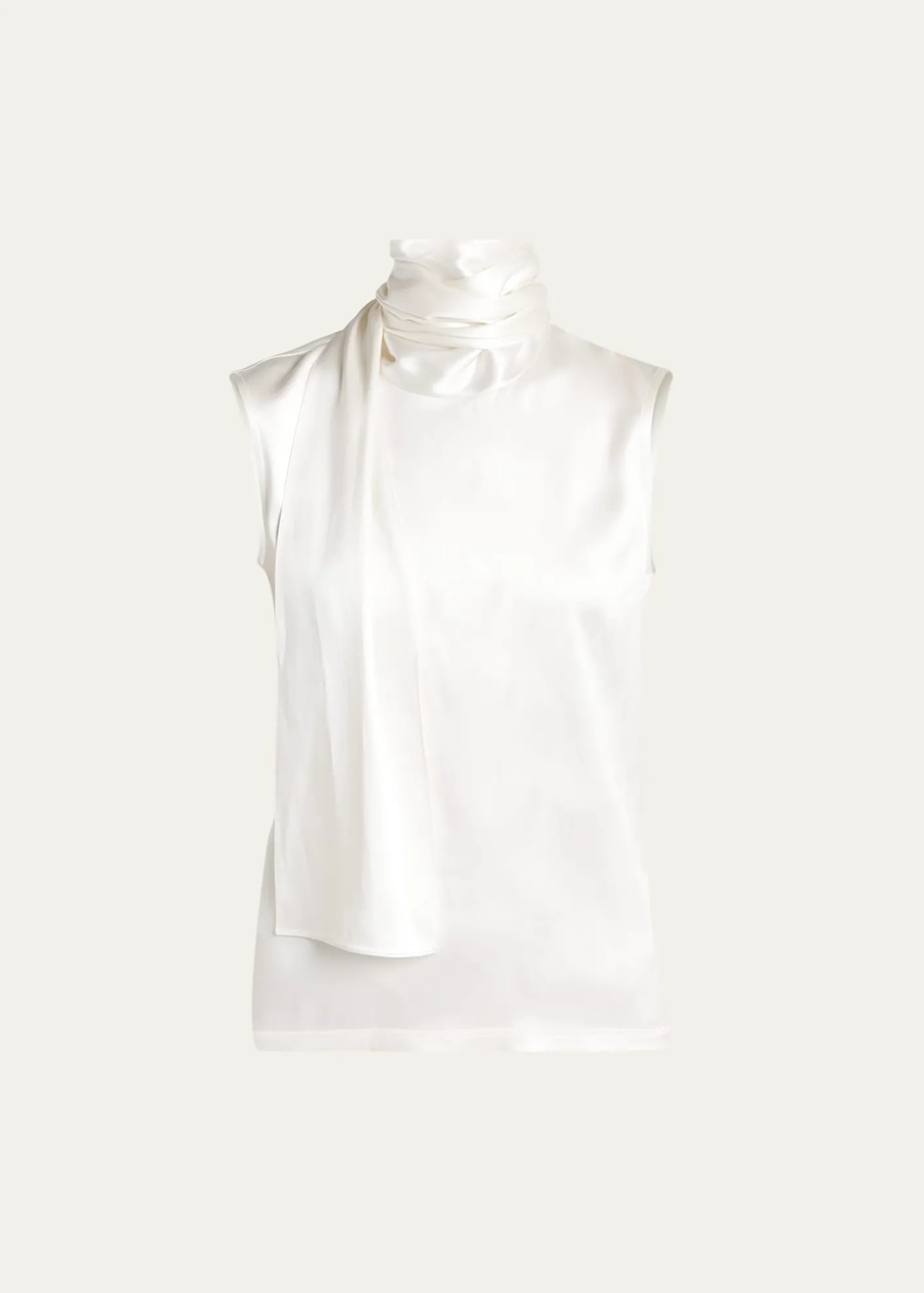 Bottega VenetaScarf-Neck Satin Sleeveless Top