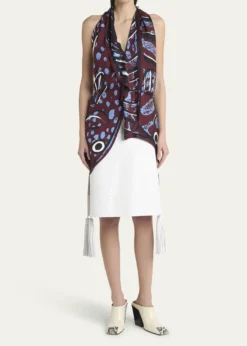 Bottega VenetaShiny Leather Skirt with Tassels