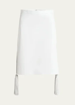 Bottega VenetaShiny Leather Skirt with Tassels