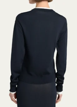 Bottega VenetaSilk Double Knit Crewneck Cardigan
