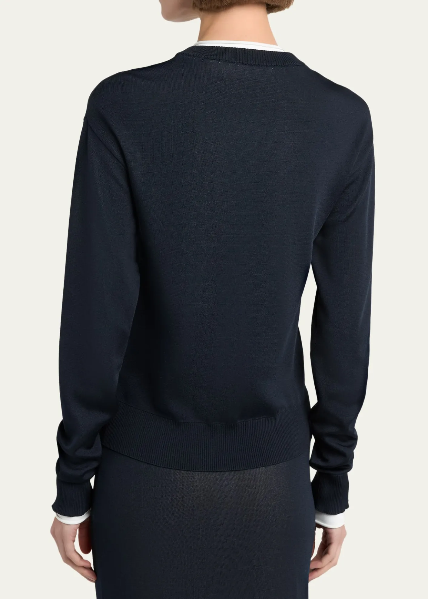 Bottega VenetaSilk Double Knit Crewneck Cardigan