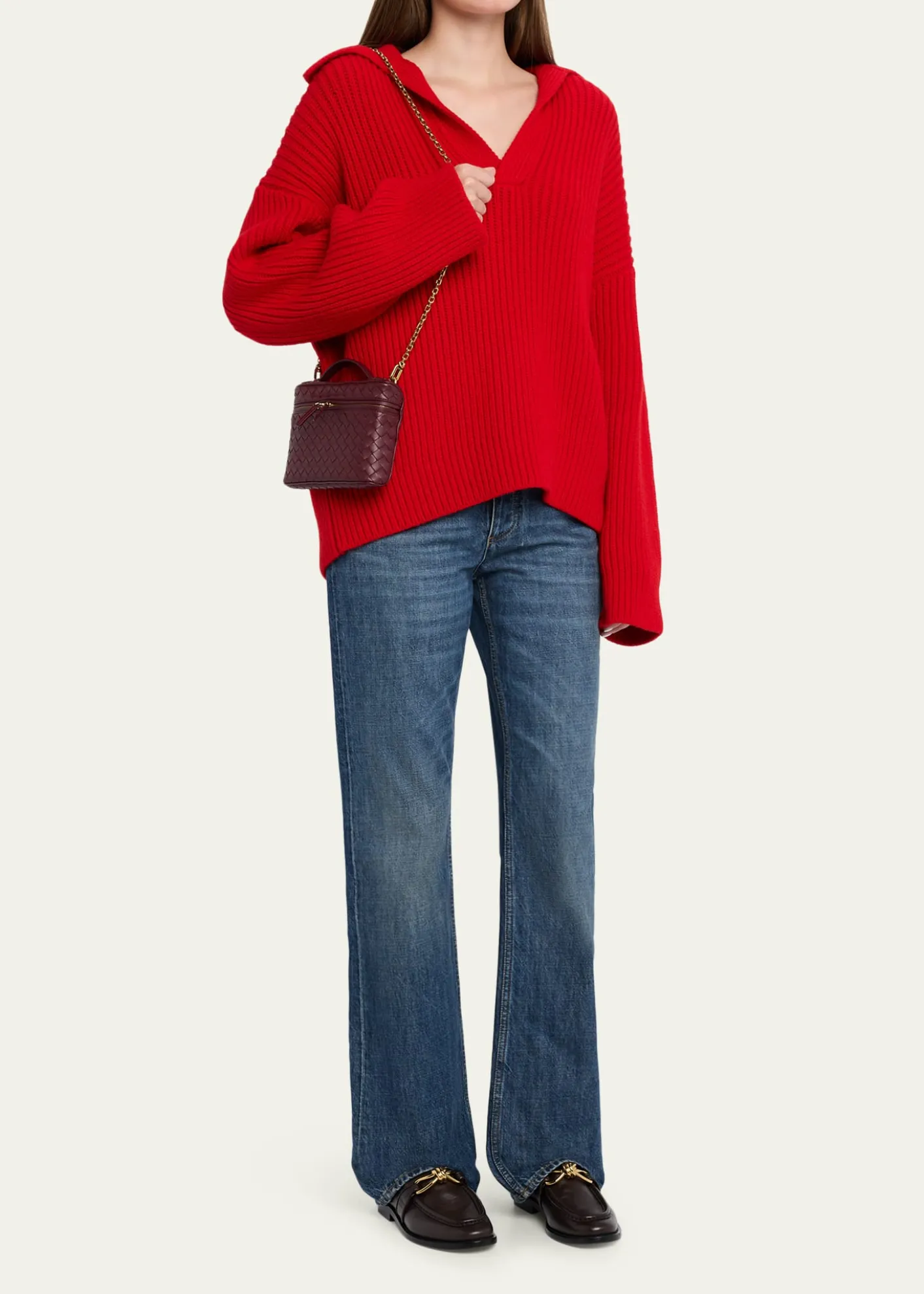 Bottega VenetaSmall Soft Vanity Intrecciato Leather Crossbody Bag
