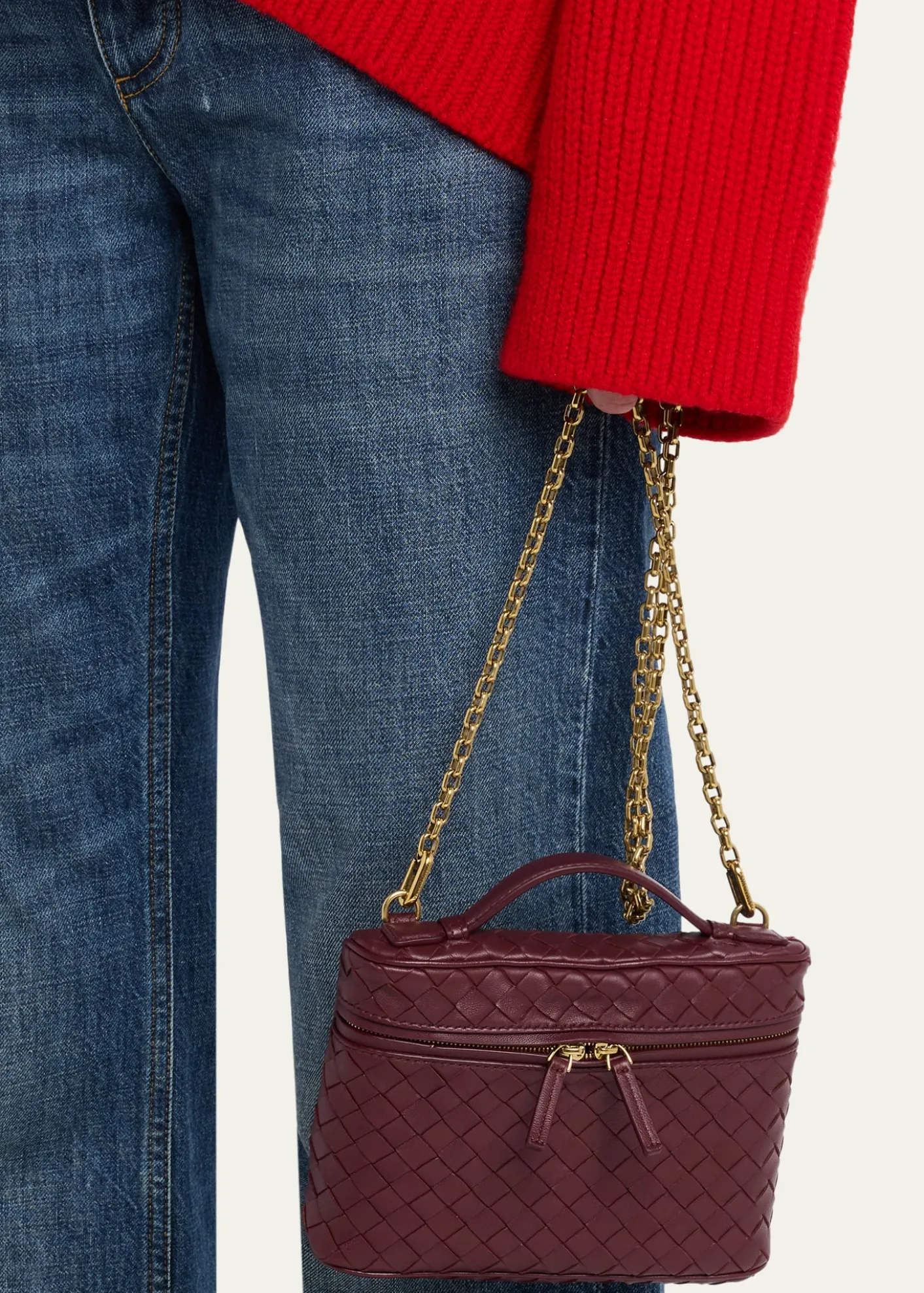 Bottega VenetaSmall Soft Vanity Intrecciato Leather Crossbody Bag