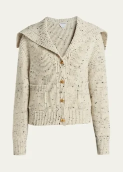 Bottega VenetaSpeckled Rib Sailor-Collar Cardigan