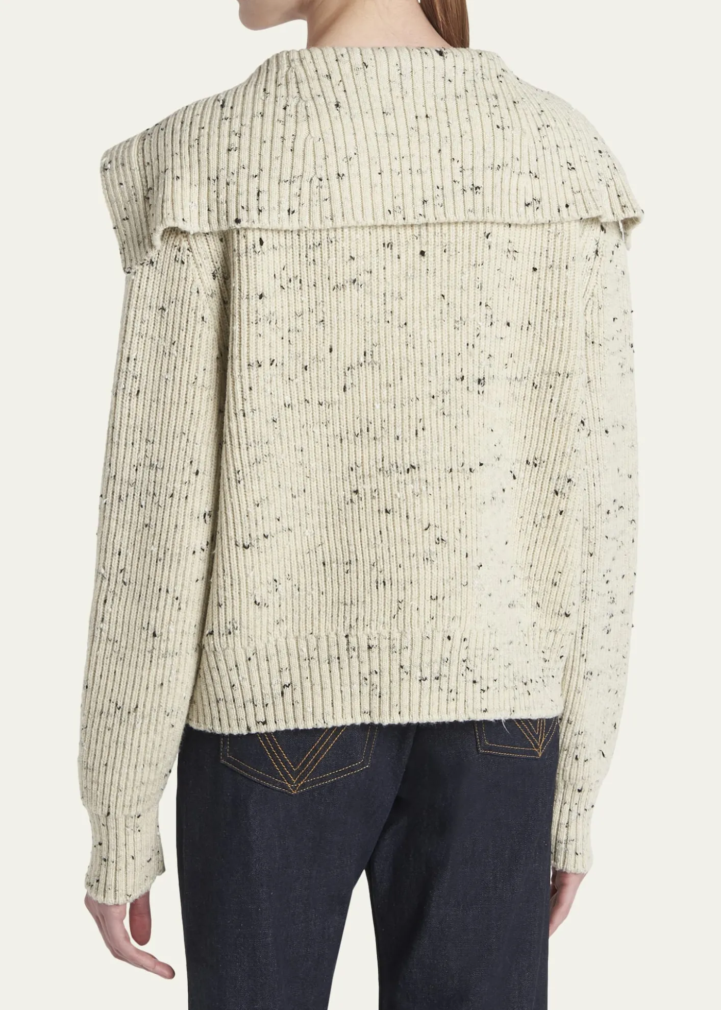 Bottega VenetaSpeckled Rib Sailor-Collar Cardigan