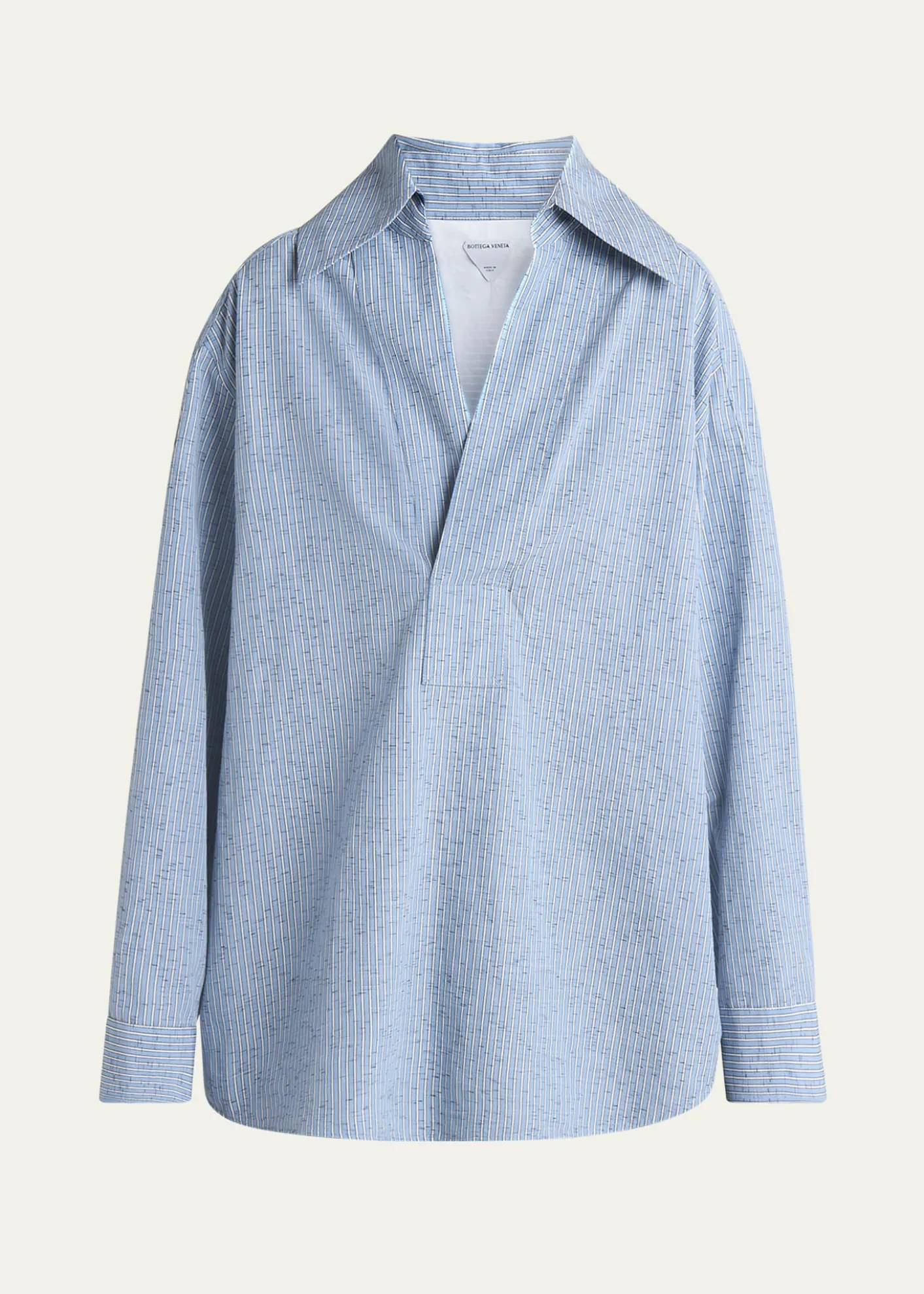 Bottega VenetaStripe Irregular Cotton Linen Shirt