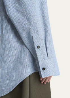 Bottega VenetaStripe Irregular Cotton Linen Shirt