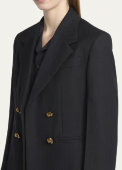 Bottega VenetaSubtle Stripe Knot Button Wool Jacket