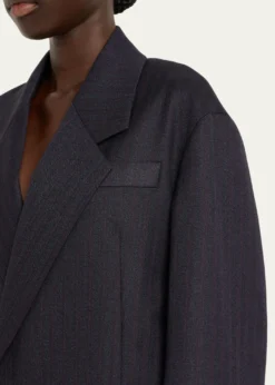 Bottega VenetaSubtle Stripe Double-Breasted Wool Jacket