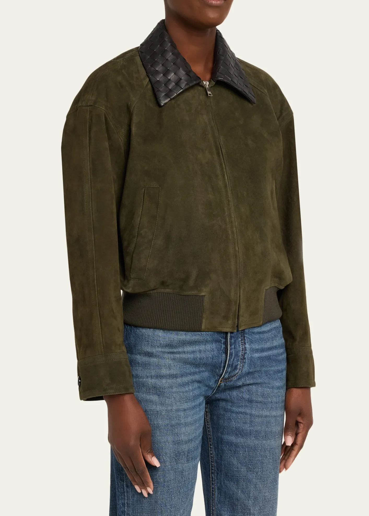 Bottega VenetaSuede Leather Blouson Jacket